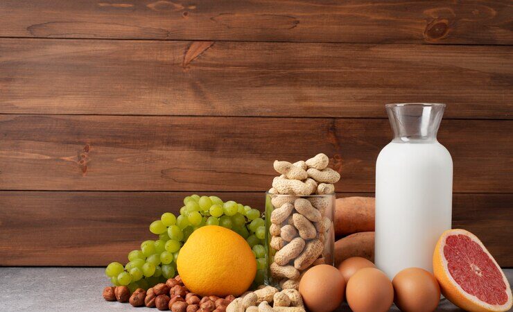Calcium-rich foods: dairy products, leafy greens, nuts, and fortified drinks